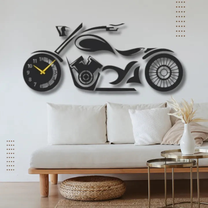 Stylish DIY Bike Shaped Wooden Wall Clock for Home & Office Decor