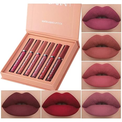 6-Piece Matte Liquid Lipstick Set – Long-Lasting, Waterproof, Non-Stick & Fade-Proof